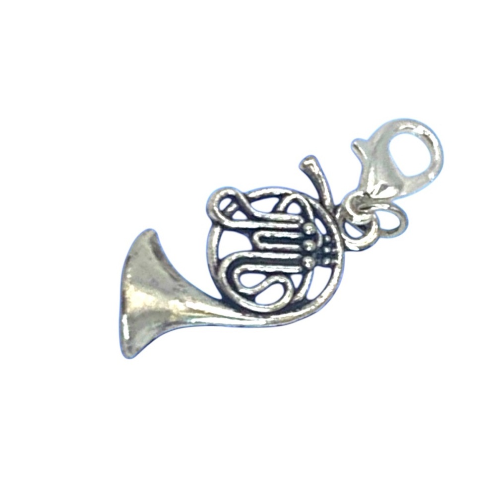 French Horn Silver Keychain, Bag, Backpack Charm